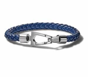 NEW BULOVA men's marine star braided leather bracelet with tuning fork clasp in